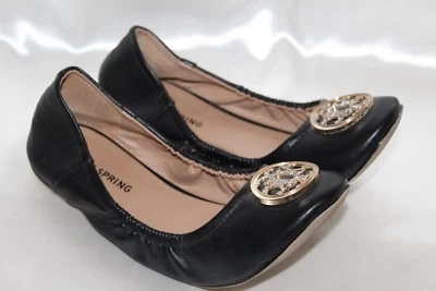 CALL IT SPRING Black Leatherette Medallion Elasticized Ballet Flat Sz 7.5 - Image 1 of 4