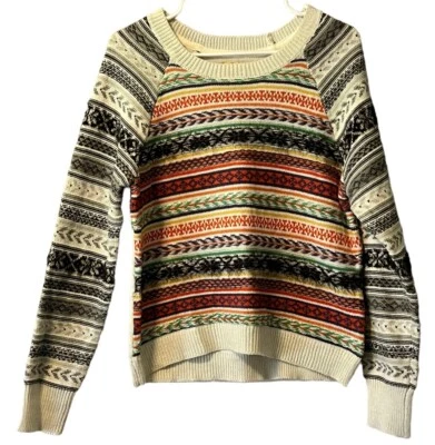 Princess Vera Wang Sweater Womens Large Fair Isle Colorful Bohemian Hippie City - Image 1 of 4