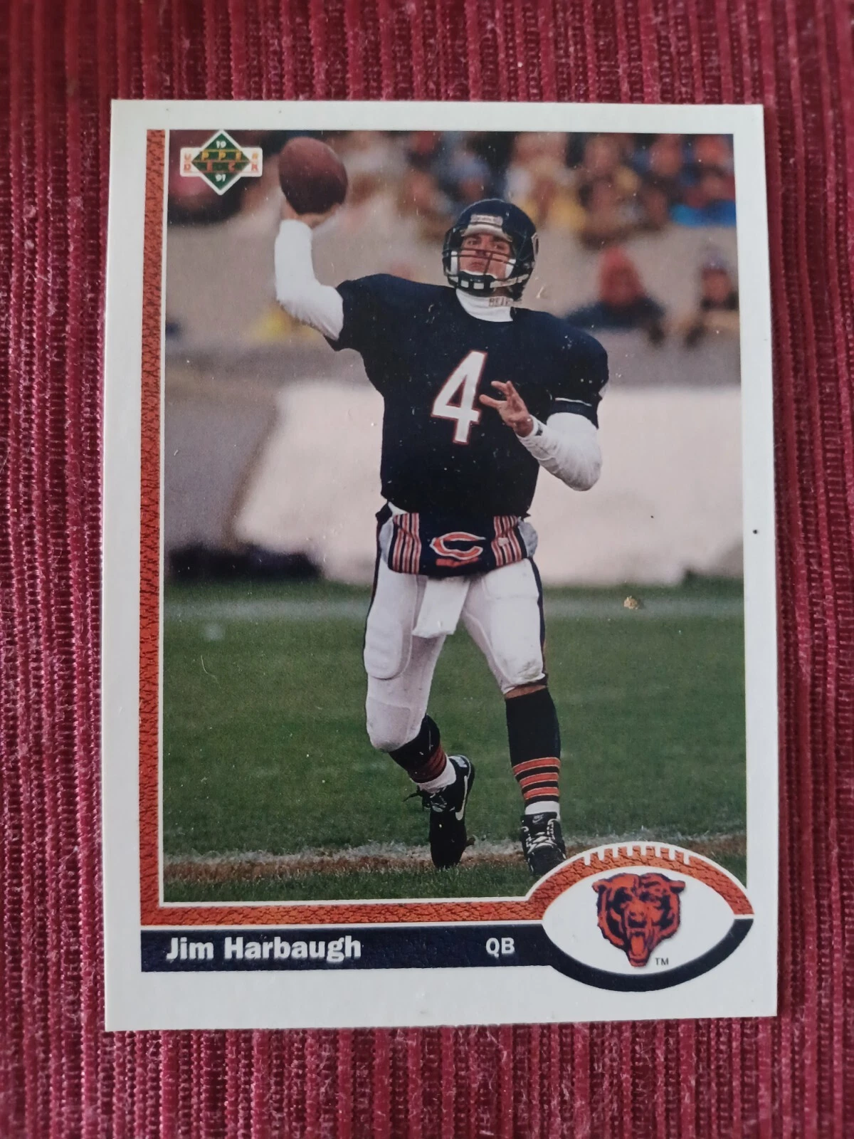 JIM HARBAUGH 1991 UPPER DECK FOOTBALL CARD # 322 E1962