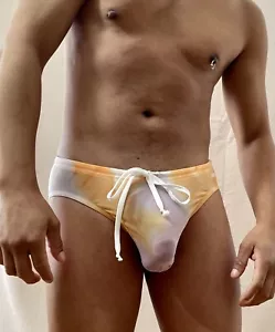 N2N Bodywear Men's AX52 Avalon X Sport Orange Lavender Size L Drawstring Bikini - Picture 1 of 24