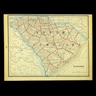 Antique SOUTH CAROLINA Map Original Wall Art 1800s Vintage Greenville Charleston