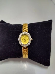 Vintage Jules Jurgensen Genuine Diamond Gold Tone Women's Ladies Quartz Watch - Picture 1 of 15