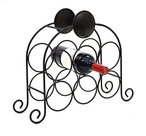 Estante para vino de hierro, diseño de botón, tiene capacidad para 6 botellas - 14,5" H x 13,25" W - Imagen 1 de 2