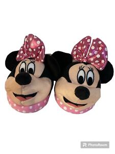MINNIE MOUSE - DISNEY PINK POLKA DOT SLIPPERS- SIZE L 9/10 NEW WITH TAGS