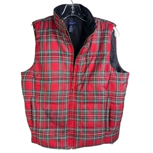 Gilet Chaps Puffer Wmns taglia grande rosso a quadri collo tartaruga full zip classico preppy - Foto 1 di 13