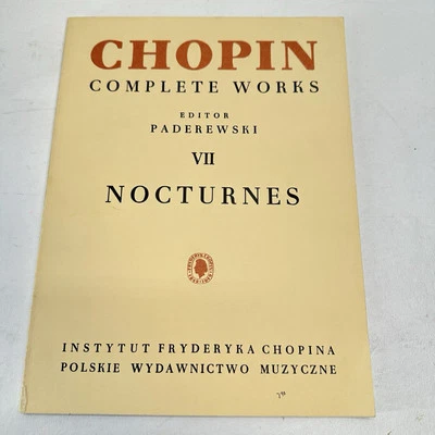 Chopin Complete Works VII Noctures Piano Songbook Sheet Music 1951 Paperback - Image 1 of 4