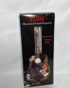 Elvis Presley Illuminated Musical Ornament Guitar, Black, Plays "Hound Dog", 8" - Picture 1 of 5
