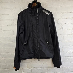 Superdry Double Black Label Outdoor Jacket Black - Size Medium Hole In Arm Pit - Picture 1 of 10