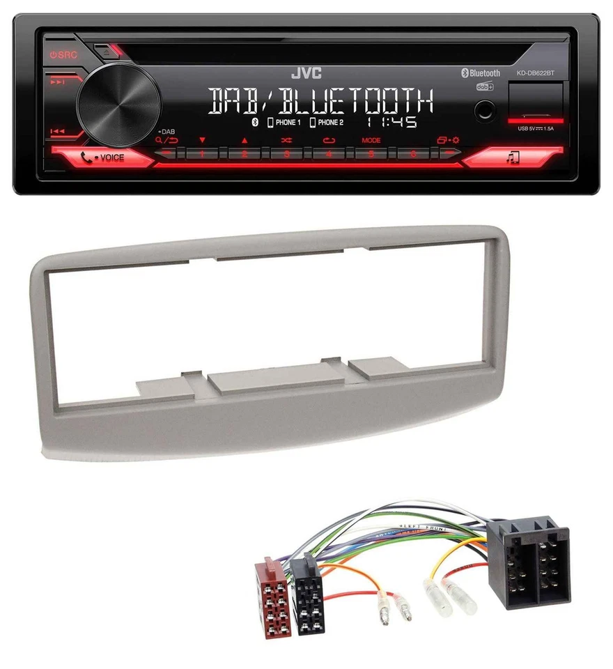 JVC CD DAB USB Bluetooth MP3 Autoradio für Fiat Multipla 186 1999-2010 grau - Bild 1 von 4