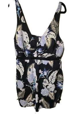 Cacique Swimwear Swim Dress Black Floral One Piece Swimsuit Plus Size 22 - Image 1 of 4