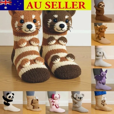 3D Cute Animals Socks Knitted Animal Pattern Floor Socks Unisex Funny Winter NEW - image 1 of 4