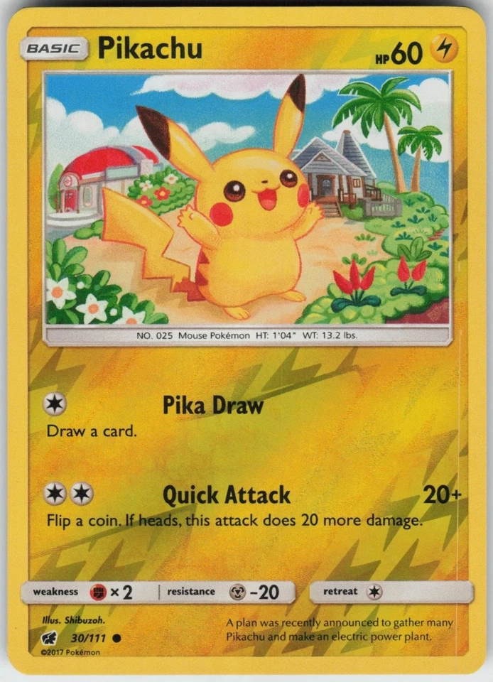 Pikachu - 30/111 - Crimson Invasion - Pokemon TCG - MP - Reverse Holo - Image 1 of 1