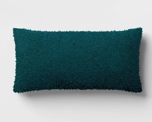 Threshold Outdoor Decorative Pillow Cover Boucle, 12 x 24 Teal Blue Set Of 2 - Picture 1 of 5