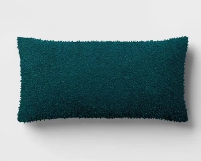 Threshold Outdoor Decorative Pillow Cover Boucle, 12 x 24 Teal Blue Set Of 2 - Image 1 of 4