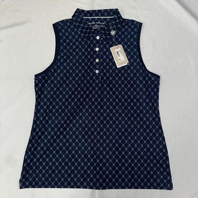 Top sin mangas de malla Chrissy de golf para mujer Peter Millar talla L azul marino Foto 1 de 4