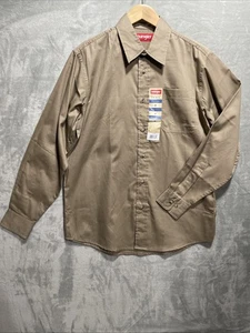 Wrangler Denim Long Sleeve Shirt Mens M Khaki Button Down Cotton Western Cowboy - Picture 1 of 8