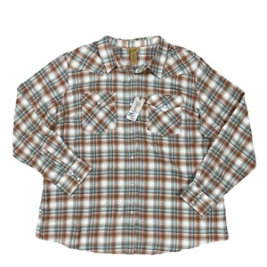 Wrangler Hemd Herren 3XL kariert Western Pearl Snap Flanell Cowboy Rodeo Neu mit Etikett - Bild 1 von 5