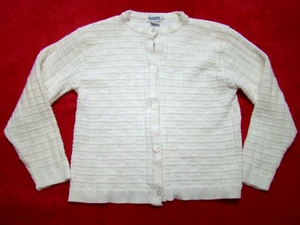 Vintage Friedknit Creations Girls Size Large White Cardigan Sweater - Picture 1 of 4