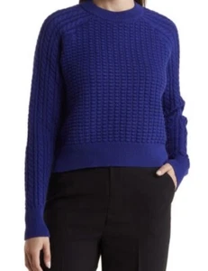 NWT French Connection Mozart Mixed Stitch 100% Cotton Sweater - Size XL Blue - Picture 1 of 9