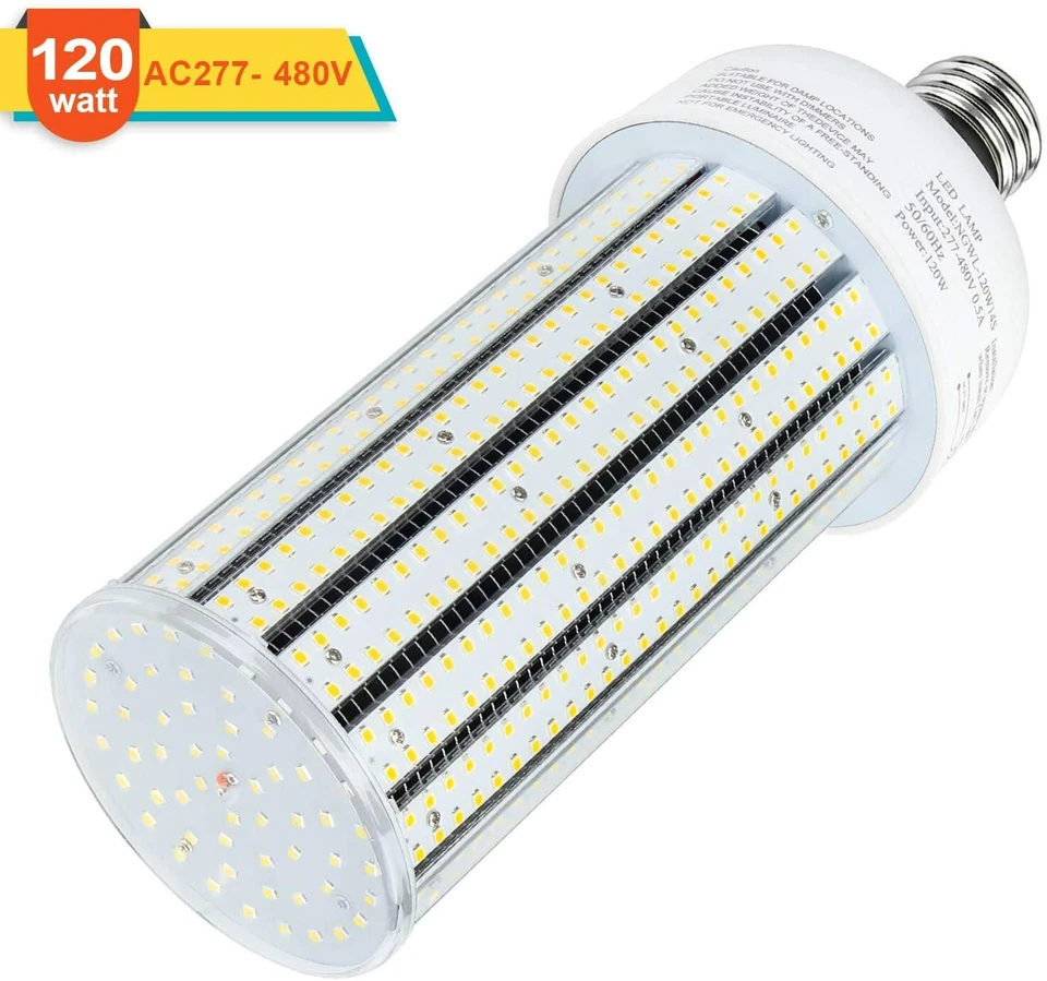 480Volt E39 Mogul LED Corn cob Bulb Parking Lot light 120Watt Daylight 5000K US - Image 1 of 4