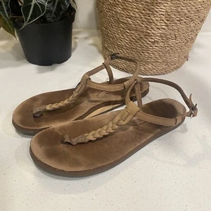 Sandalia Tanga Trenzada RAINBOW T-Street Una Capa Bronceada Para Mujer Grande 7.5-8.5 - Imagen 1 de 8