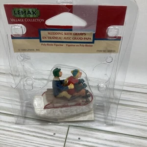 VTG Lemax Christmas Village Sledding With Gramps 1999 92359 Poly-Resin Holiday - Picture 1 of 5