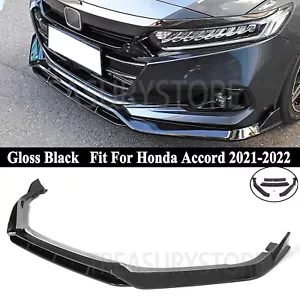 Kit de labios de parachoques delantero doble cubierta negro brillante estilo V para Honda Accord 2021-2022 - Imagen 1 de 9
