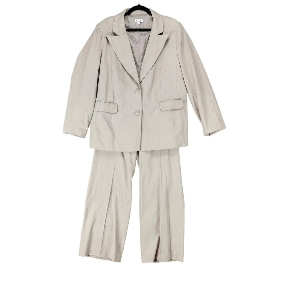 Chadwicks 2 Piece Suit Womens 18W Tan Long Sleeve Jacket High Rise Pants - Изображение 1 из 4