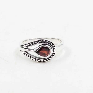 Solid 925 Sterling Silver Jewelry Pear Faceted Red Garnet Ring US Size 6& Size 9 - Picture 1 of 5