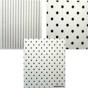 Mixed B&W Patterns Set of 3 cloths (One of each design) Swedish Dishcloths ECO - Picture 1 of 9