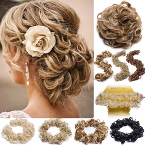 Thick Updo Hair Piece Wrap Bun Messy Scrunchie As Real Human Extensions Curly US - Picture 1 of 31