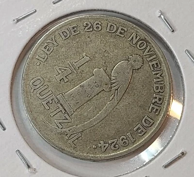 1926 Guatemala 1/4 Quetzal Silver World Foreign Coin KM 243 ANIMAL BIRD COIN - Image 1 of 4