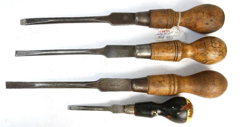 Vintage Set 4 Screwdrivers Footprint Fedco Cabinetmaking Made In England - Image 1 of 4