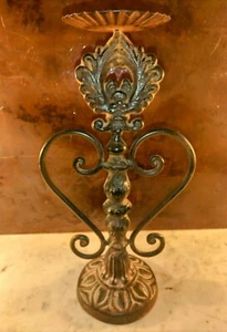 VTG Cast Iron Candle Holder 13.5" Victorian/ Gothic Antique style/ Heavy Duty  - Picture 1 of 11