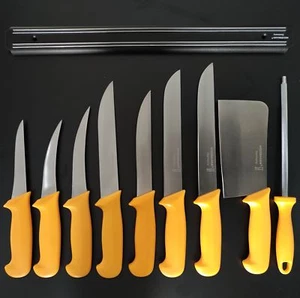 10er Set Fleischermesser mit Magnetstreifen ErgoGrip Allzweck Kochmesser Ausbein - Afbeelding 1 van 10