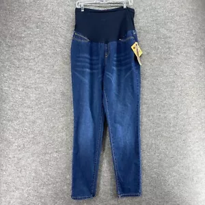 New Hybrid Jeans Women 1X Plus Blue Denim Maternity High Rise Skinny Pull On - Picture 1 of 10