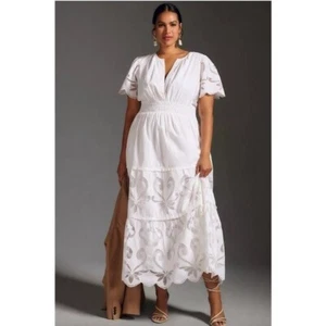 Anthropologie The Somerset Maxi Dress Cutwork Edition White Eyelet Size 1X - Picture 1 of 13
