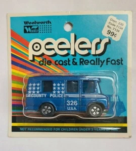 Woolworth Woolco Playart Peelers MOC Police Van Blue Hong Kong Vintage - Picture 1 of 10