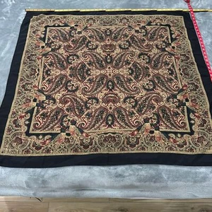 Vintage Evan Picone black tan large scarf pheasant paisley - Picture 1 of 5