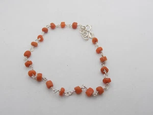 Braccialetto in Argento 925 con Corallo Rosa naturale - Bracciale - Foto 1 di 7