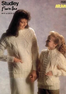 Lady Girl Aran Sweater Size 66-97cm 26-38inch Studley 2506 pattern PRINT - Picture 1 of 2