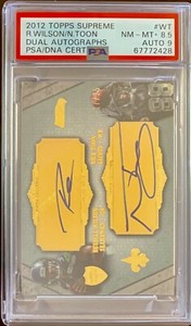 2012 Topps Supreme Russell Wilson Nick Toon RC Rookie Dual AUTO 9 #17/25 PSA 8.5