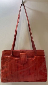 Cartera de piel de anguila genuina roja Victory vintage con correas para el hombro - Imagen 1 de 9