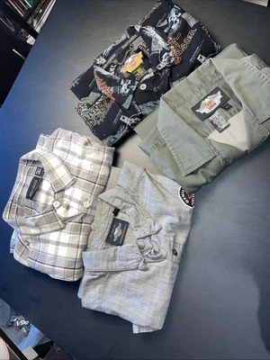 Camisas Harley Davidson medianas a 2XL abotonadas, lote de 4 ¡todas EXCELENTES! Foto 1 de 4
