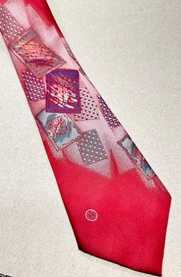 Gravata masculina vintage HALSTON aparência geométrica abstrata 3,5 x 60 fabricada nos EUA - Imagem 1 de 4