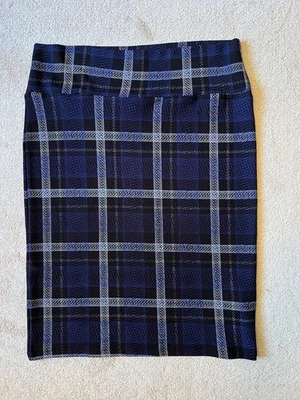 SKIRT - LuLaRoe - Blue Plaid- Knee Length - Pencil - Sz 2XL - Image 1 of 4