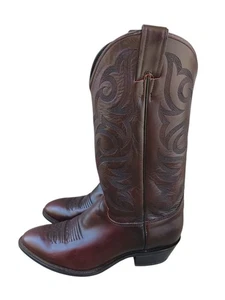 Justin 2703 Burgunderrot Leder Cowboy Western Stiefel Herren Größe 10,5 D Hergestellt in den USA - Bild 1 von 8