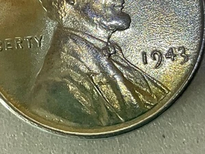 1943 Steel Penny Errors  over 9,3 Rainbow Toning in Doubling  Date DDO UNC - Picture 1 of 8