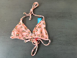 NWT pink string triangle PAUL FRANK Swimsuit Bikini top Size youth girls 7 - Picture 1 of 3