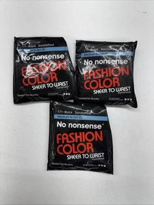 No Nonsense FASHION COLOR Sheer to Waist Pantyhose BLACK (B) Sandle 3 PAIRS - Picture 1 of 1